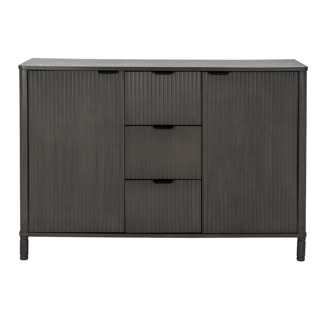 Reed wood 3 drawer, 2 door sideboard cabinet