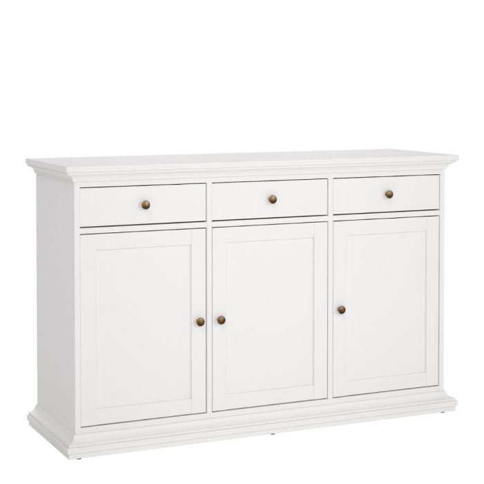 Paris Sideboard with 3 Doors & 3 Drawers in White & Matt Grey