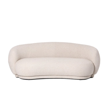 Boucle Curved Sofa – Amoni Cream Upholstered 3 Seater