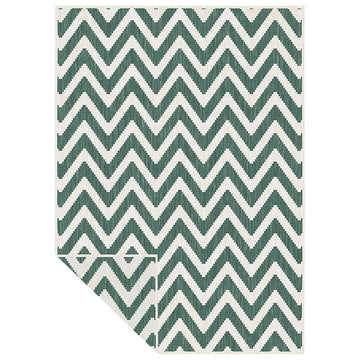 Duo Weave Indoor Outdoor Chevron Green Rug 170 x 120cm