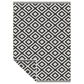 Duo Weave Indoor Outdoor Modern Geo Black Rug 170 x 120cm