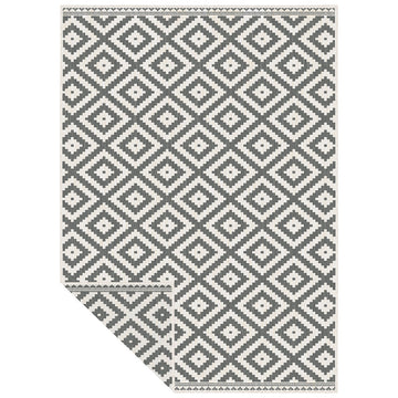 Duo Weave Indoor Outdoor Modern Geo Grey Rug 170 x 120cm