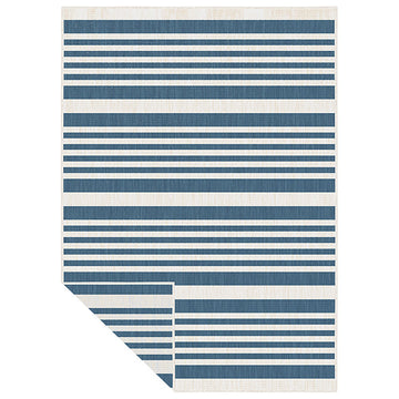 Duo Weave Indoor Outdoor Modern Stripes Ocean Rug 170 x 120cm