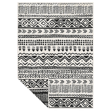 Duo Weave Indoor Outdoor Tribal Black Rug 170 x 120cm
