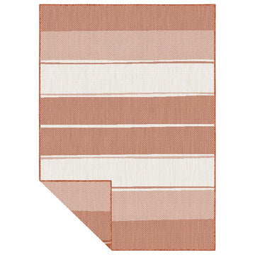 Duo Weave Indoor Outdoor Tonal Stripes Rust Rug 170 x 120cm