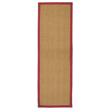Herringbone Runner Rug Red 244 x 66cm