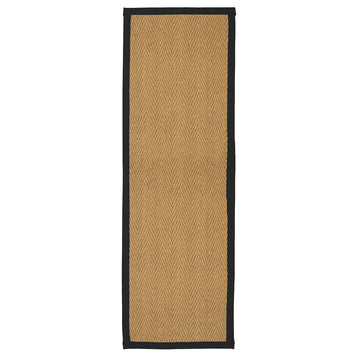 Herringbone Runner Rug Black 244 x 66cm