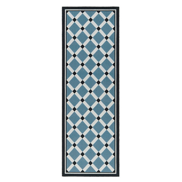 Kensington Blue Tile Runner Rug 150 x 50cm