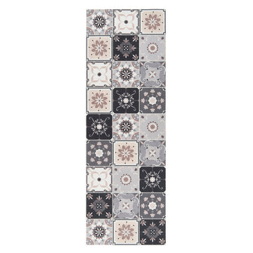 Kensington Victorian Tile Stone Runner Rug 150 x 50cm