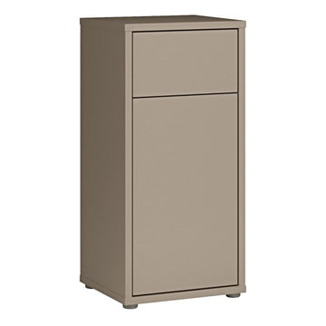 Alice Springs Low Bathroom Storage Cabinet with 1 Door & 1 Drawer in Taupe