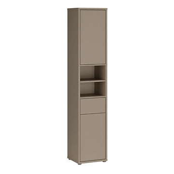 Alice Springs Tall Narrow Bathroom Storage Cabinet with 2 Doors & 1 Drawer in Taupe