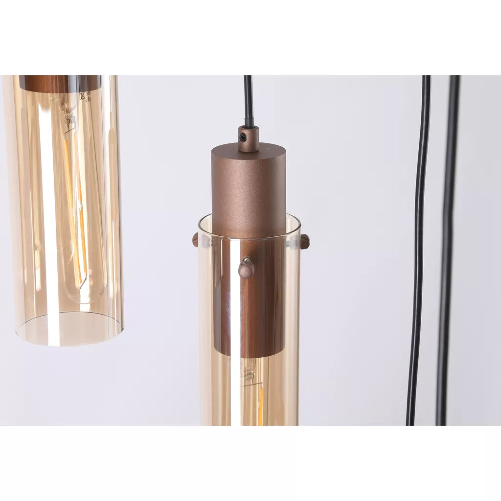 Sweden II 8 Light Multi Drop Pendant – Mocha Metal with Amber Glass