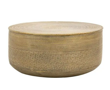 Ashta Embossed Metal Coffee Table – Antique Brass