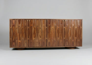 Barwara Mango Wood 4 Door Sideboard with Carved Retro Design