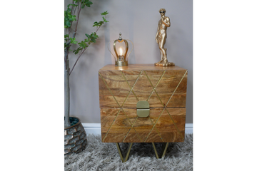 Wooden Bedside Cabinet – Drawer Storage Nightstand Table
