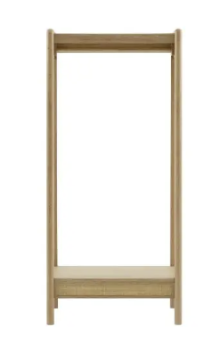 Bibury Open Wardrobe – Wooden Rattan Bedroom Storage