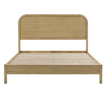Bibury Wooden Bed Frame with Rattan Panels – Bedroom Bed