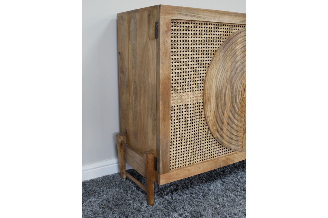 Rattan Sideboard – Natural Wood & Woven Rattan Storage Unit