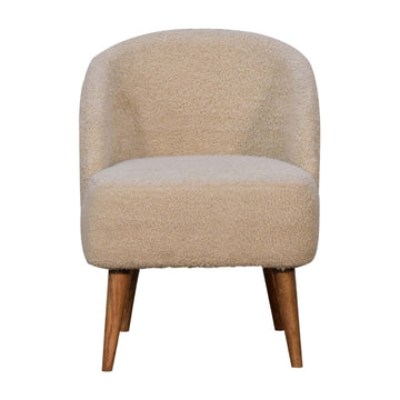 Bouclé Cream Tub Chair – Contemporary Accent Chair in Cream Bouclé Fabric