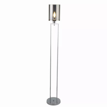 Catalina Floor Lamp – Chrome Metal Floor Lamp with Smoked Glass Shades