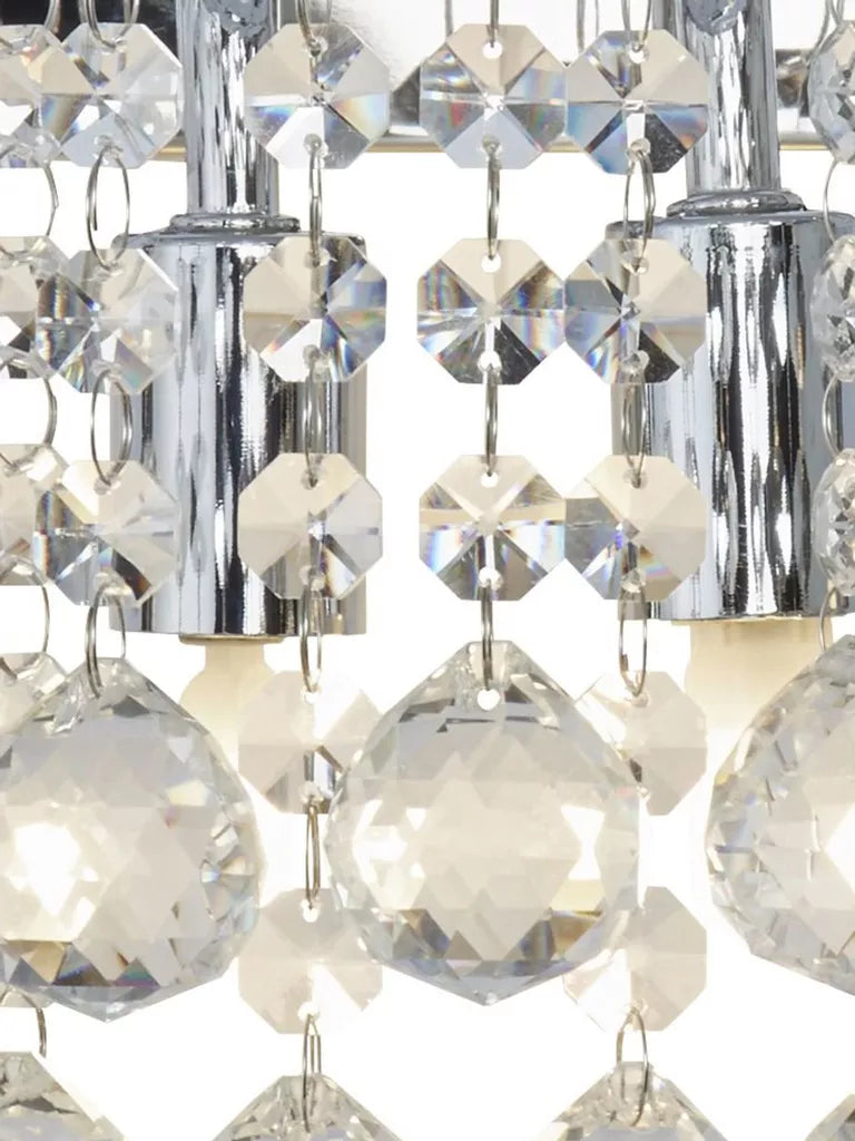 Hanna 2 Light Wall Light – Chrome Metal & Crystal Wall Light