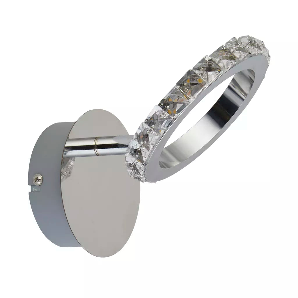 LED Wall Bracket Light with Glass Trim Circle Shade – Chrome