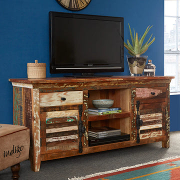Coastal Large TV Media Credenza – Solid Wood Unit