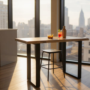 Bar Table – Smoked Mango Finish Wooden Drinks Table