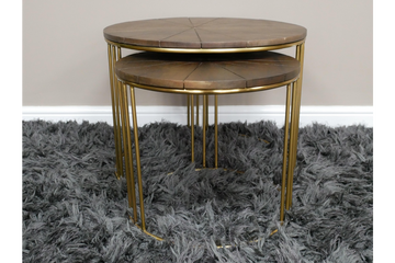 Set of 2 Side Tables – Mango Wood & Iron Nesting Tables