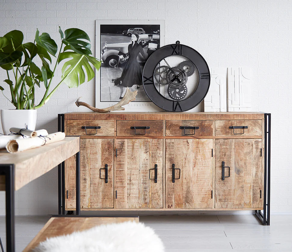 Cosmo Industrial Extra Large Sideboard – Wood & Metal Storage Cabinet