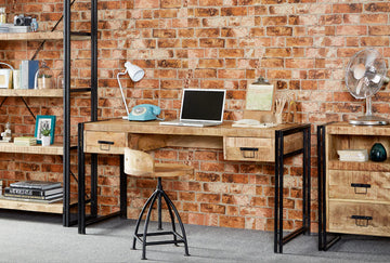 Cosmo Industrial Desk – Wood & Metal Home Office Desk