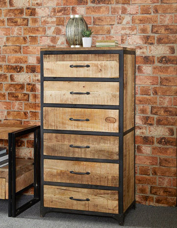 Cosmo Industrial Tall Chest – Wood & Metal Vertical Storage Unit