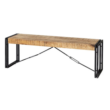 Cosmo Industrial Metal & Wood Bench – Rustic Dining & Hallway Seating