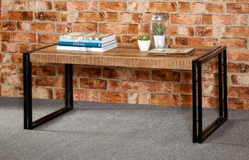 Cosmo Industrial Large Coffee Table – Wood & Metal Centre Table