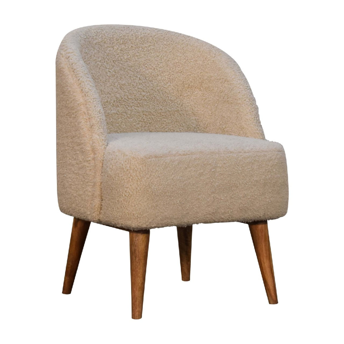 Bouclé Cream Tub Chair – Contemporary Accent Chair in Cream Bouclé Fabric