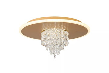 Deluge LED Flush Ceiling Light – Crystal Glass Flush Light in Black or Gold Finish
