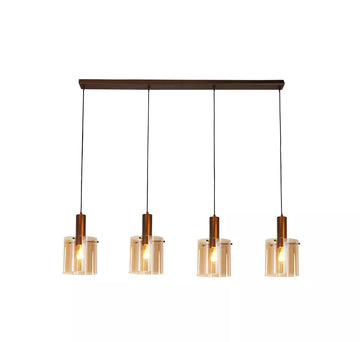 Sweden 4 Light Bar Pendant – Linear Pendant in Black Smoked Glass or Mocha Amber Glass