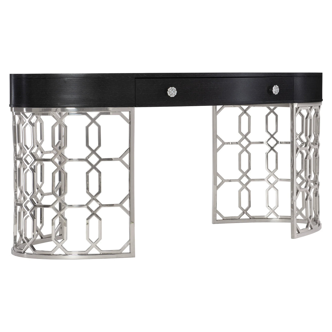Silhouette Figured Onyx Desk with Stainless Steel Supports