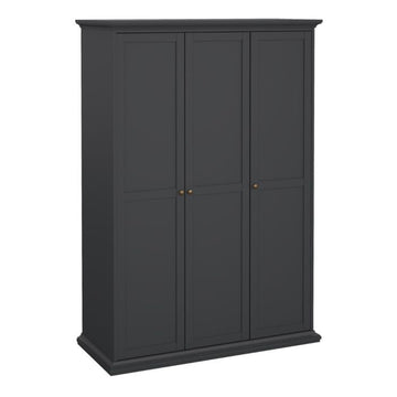 Paris 3 Door Wardrobe in White & Matt Grey