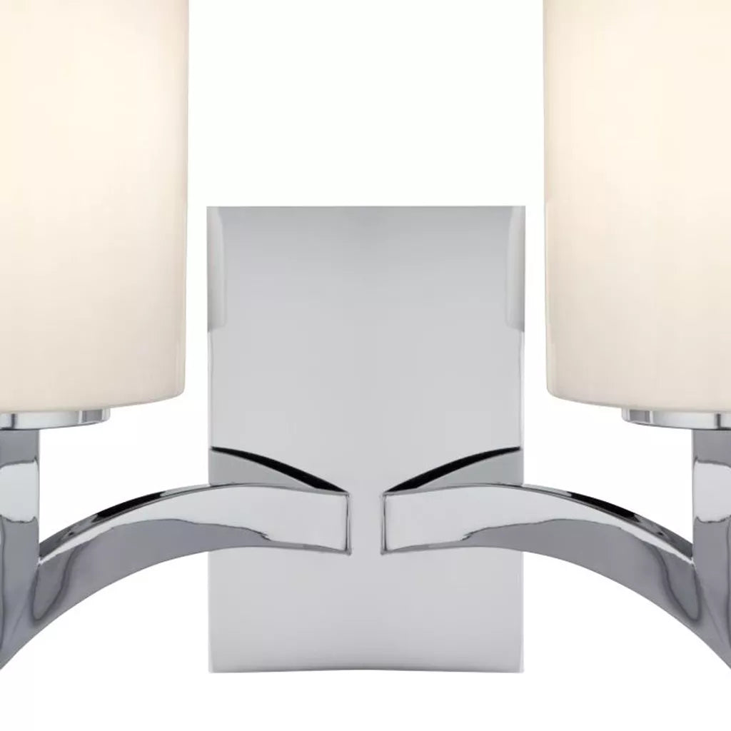 Gina 2 Light Wall Light – Chrome with White Glass Shades