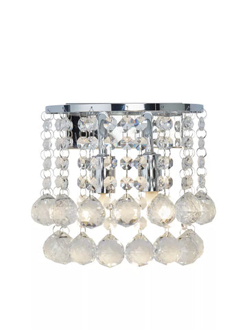 Hanna 2 Light Wall Light – Chrome Metal & Crystal Wall Light