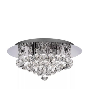 Hanna 4 Light Flush Ceiling Light – Chrome or Gold Metal with Clear Crystal