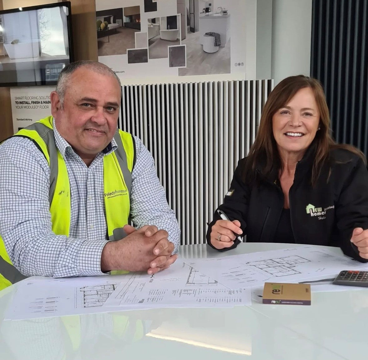 Helen from New Homes Flooring meeting Adrian from Palady Homes at head office in Reading