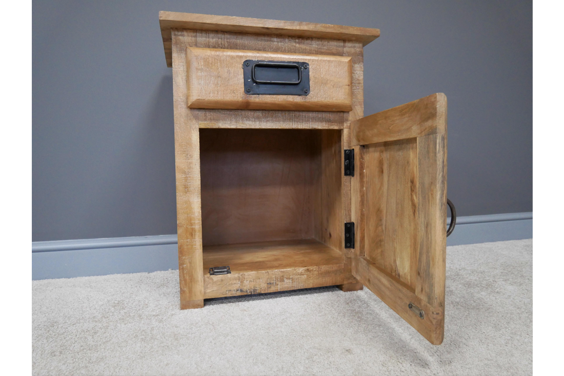 Jupiter Industrial Bedside Cabinet – Industrial Metal & Wood Bedside Table