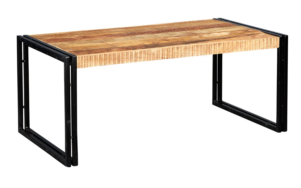 Cosmo Industrial John Long Coffee Table Set – Wood & Metal Living Room Tables