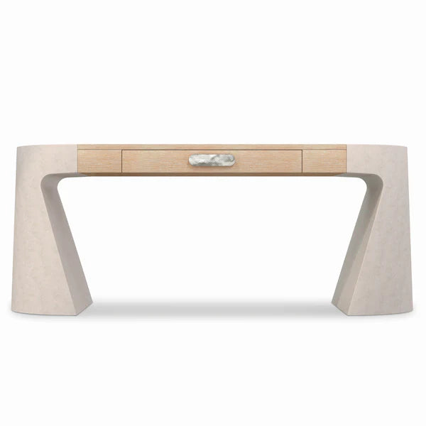 Prado Wood & Concrete Desk with USB Ports and Power Outlet