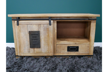 Jupiter Industrial TV Cabinet – Industrial TV Stand with Mango Wood & Metal Storage