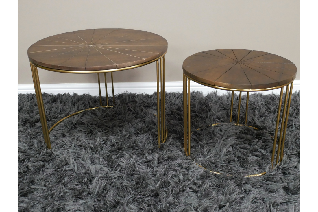 Set of 2 Side Tables – Mango Wood & Iron Nesting Tables