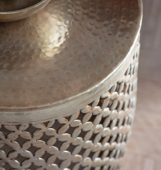 Industrial Metal Side Table – Khalasar Accent Table