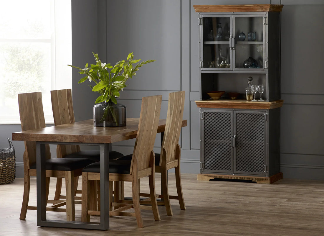 Metropolis Industrial Dining Table – Metal & Wood Dining Table
